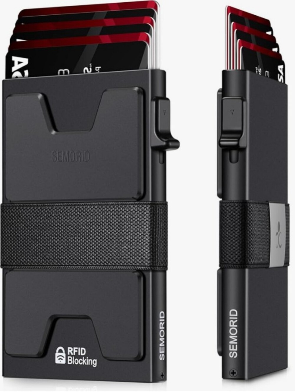 Mens Slim Minimalist Wallet Carbon Fiber RFID Blocking Card Holder Money Clip